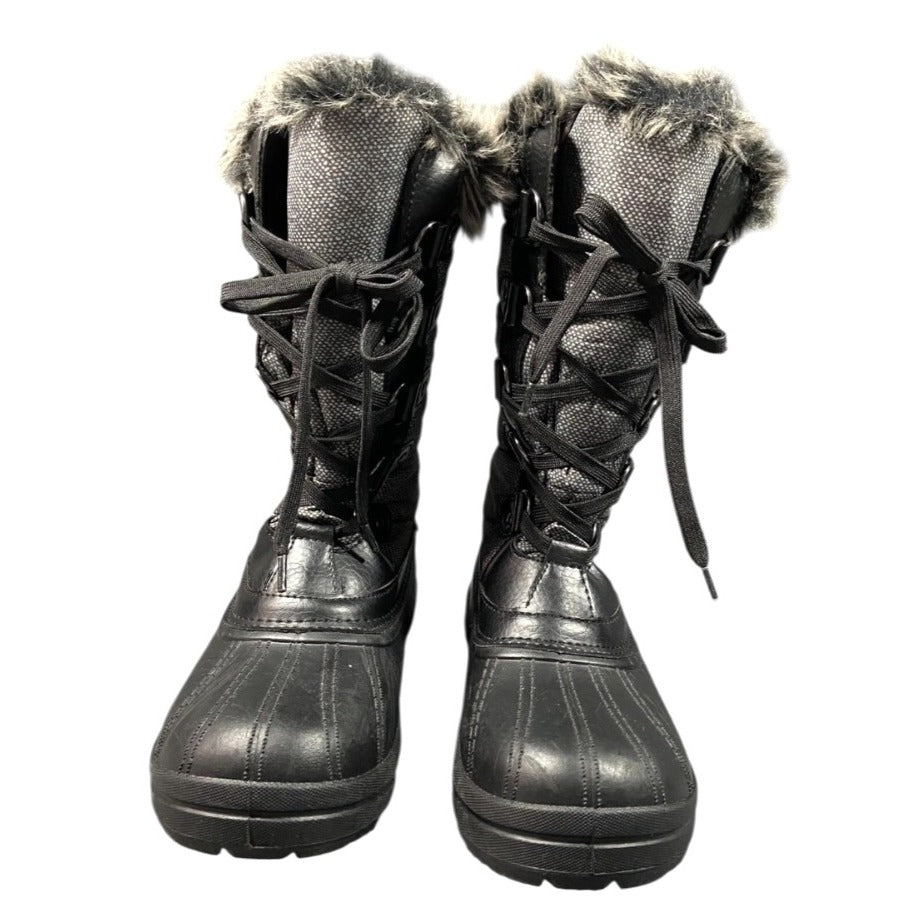 New Quest Powder Womens Size 8 Black/Grey Winter Boots Faux Fur NWT