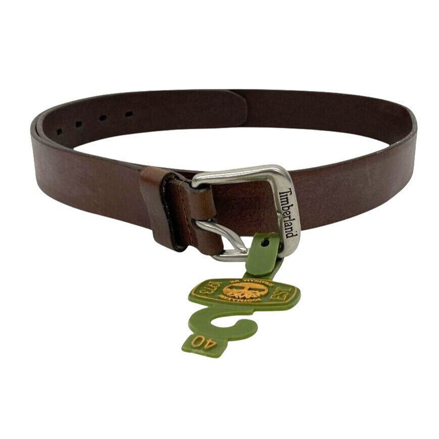 Timberland Mens Brown Leather Belt With Silver Buckle Size 40