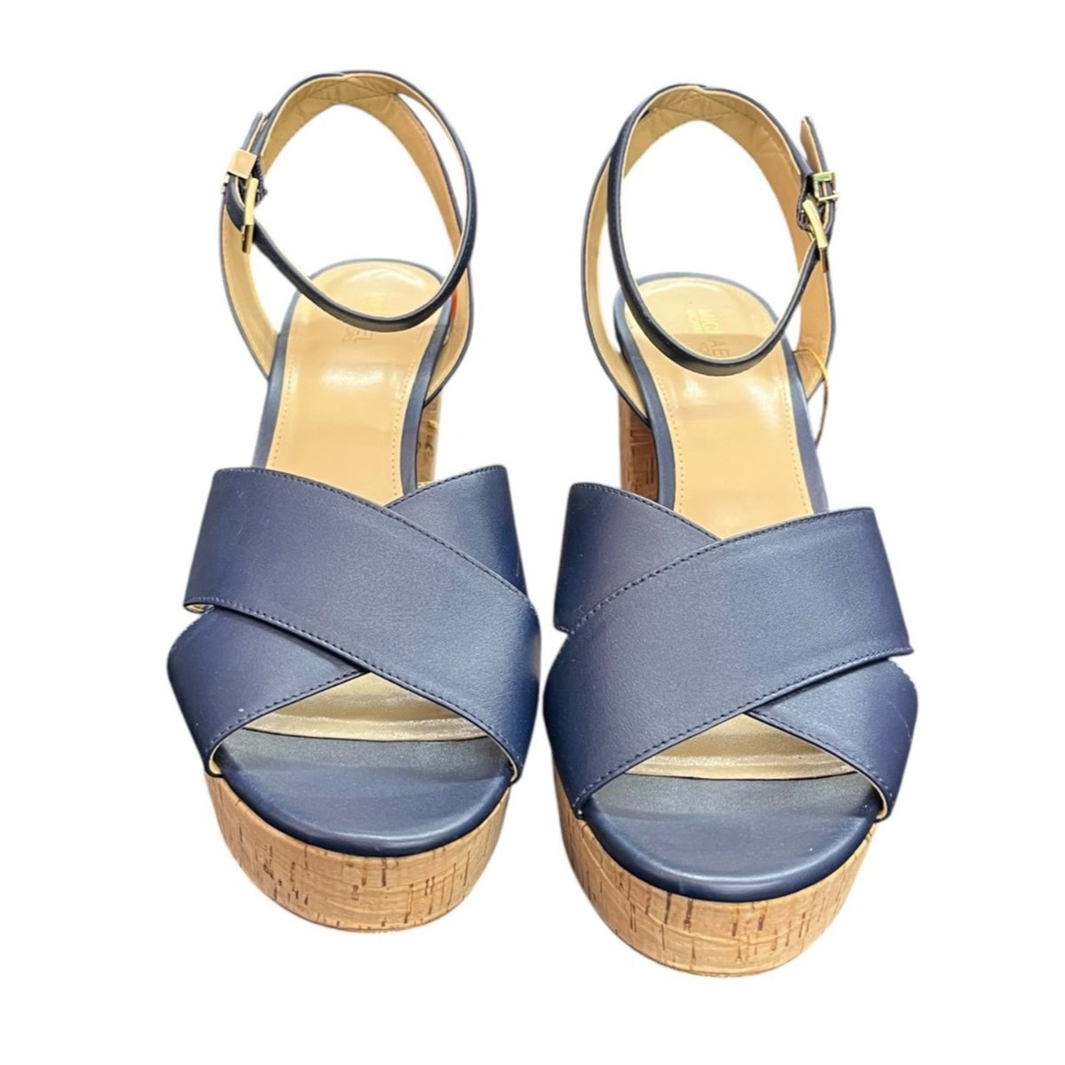 Michael Kors Odette Navy Leather Platform Sandal Women's Size 9M