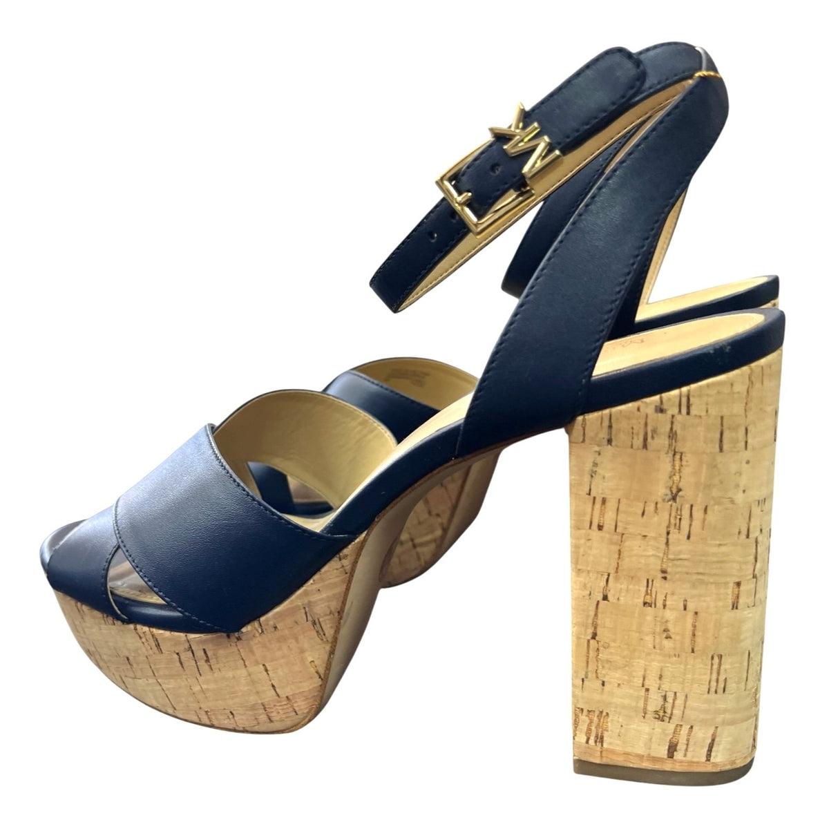 Michael Kors Odette Navy Leather Platform Sandal Women's Size 9M