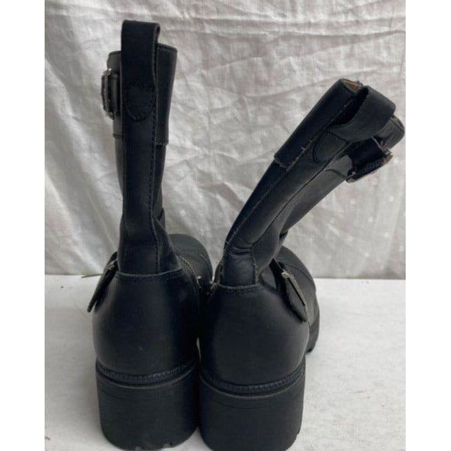 Harley-Davidson Women's Black Leather Riding Boots W/ Buckles & Zipper Size 8 USA