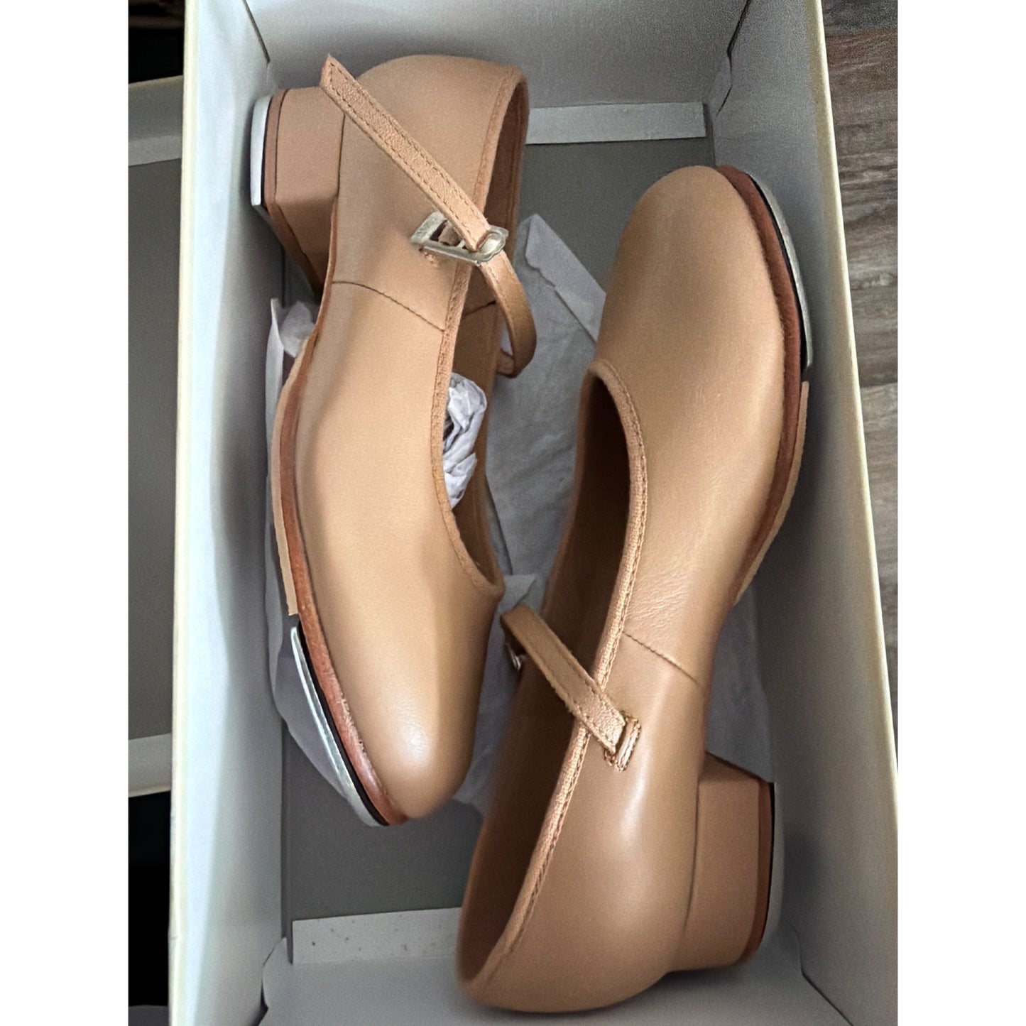 Bloch Tan Tap-On Leather Tap Shoes With Buckle Strap Size 5.5 New In Box