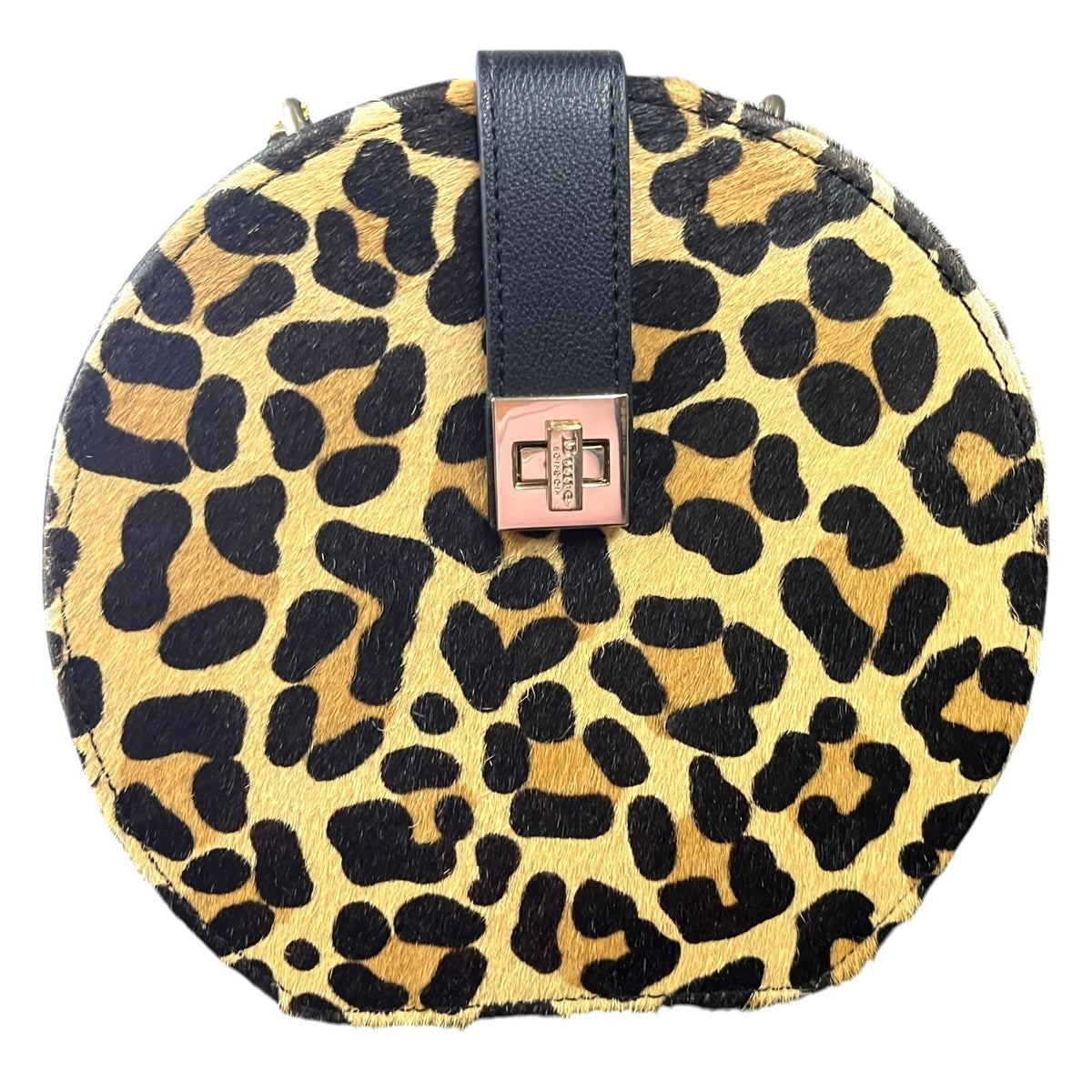 Dune London Round Leopard Print Cowhide & Leather Handbag 8"