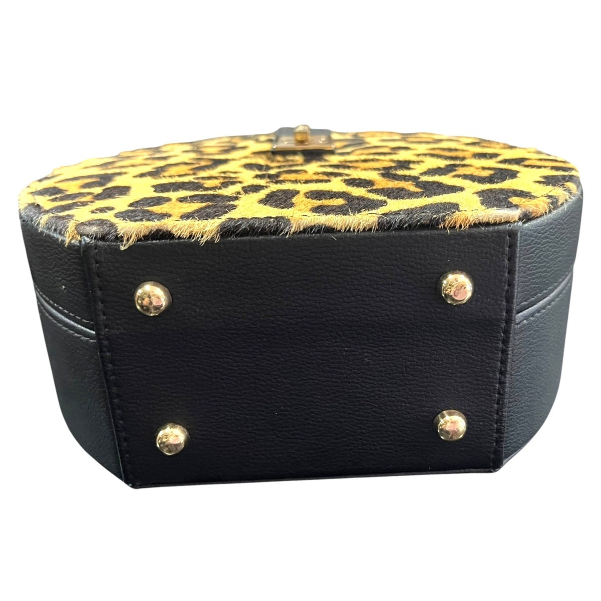 Dune London Round Leopard Print Cowhide & Leather Handbag 8"