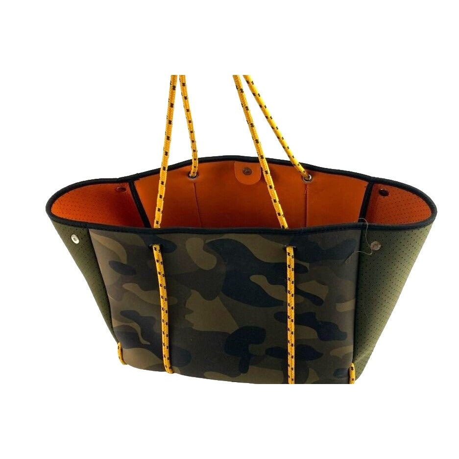 Ah-dorned Camouflage Neoprene Tote Bag With Star Print & Matching Pouch