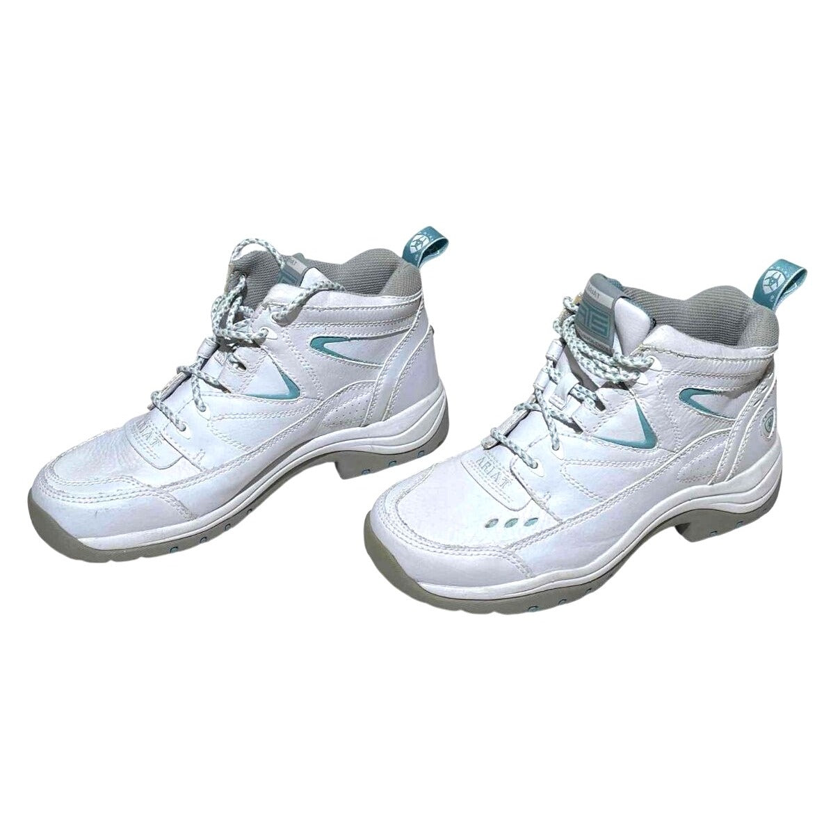 Ariat Womens Terrain Leather Multisport Boots Size 7B White & Light Blue Durable Outdoor Shoes