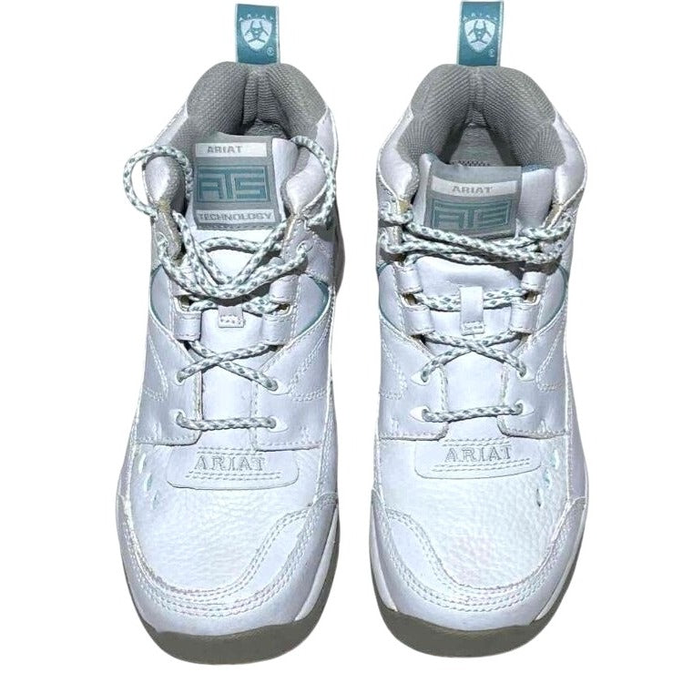 Ariat Womens Terrain Leather Multisport Boots Size 7B White & Light Blue Durable Outdoor Shoes