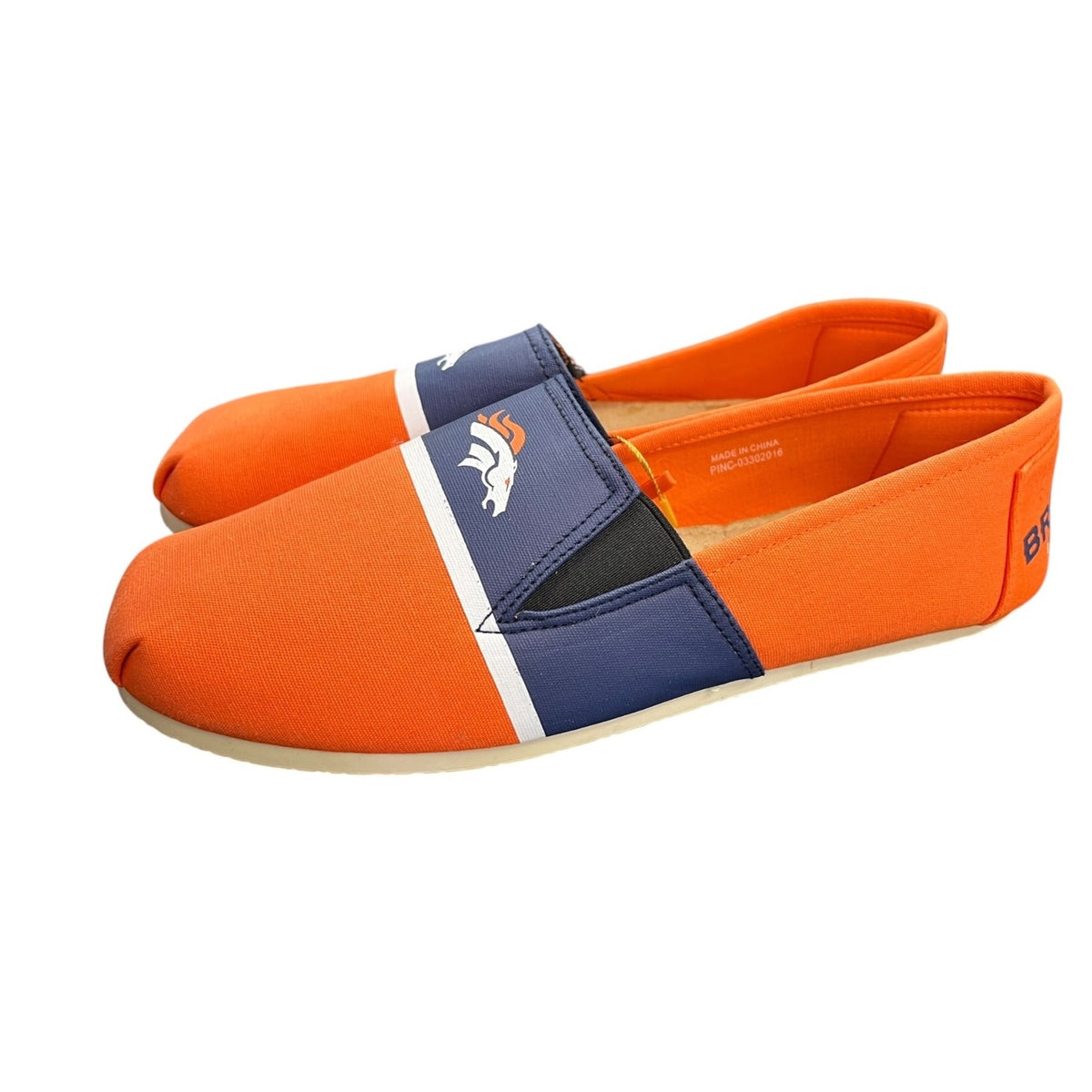 Denver Broncos Canvas Slip-On Shoes Men's Size M Official NFL Licensed