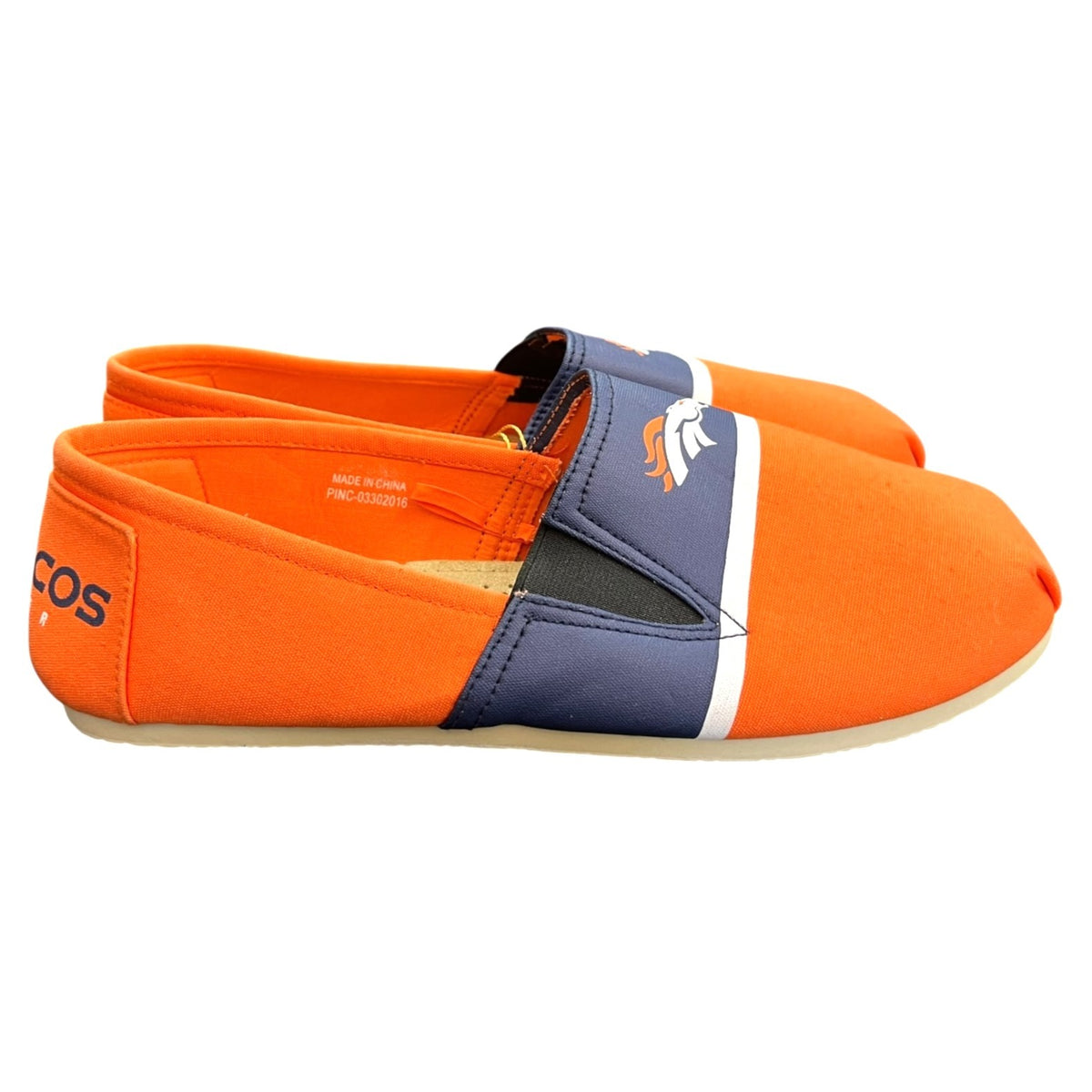 Denver Broncos Canvas Slip-On Shoes Men's Size M Official NFL Licensed
