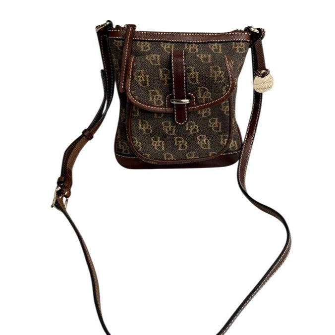 Dooney & Bourke Monogram Brown Crossbody Bag With Adjustable Strap