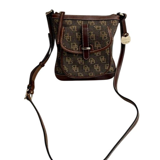 Dooney & Bourke Monogram Brown Crossbody Bag With Adjustable Strap
