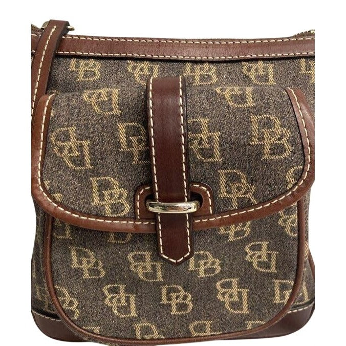 Dooney & Bourke Monogram Brown Crossbody Bag With Adjustable Strap