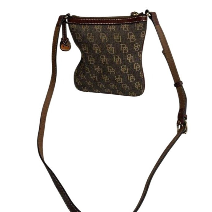 Dooney & Bourke Monogram Brown Crossbody Bag With Adjustable Strap