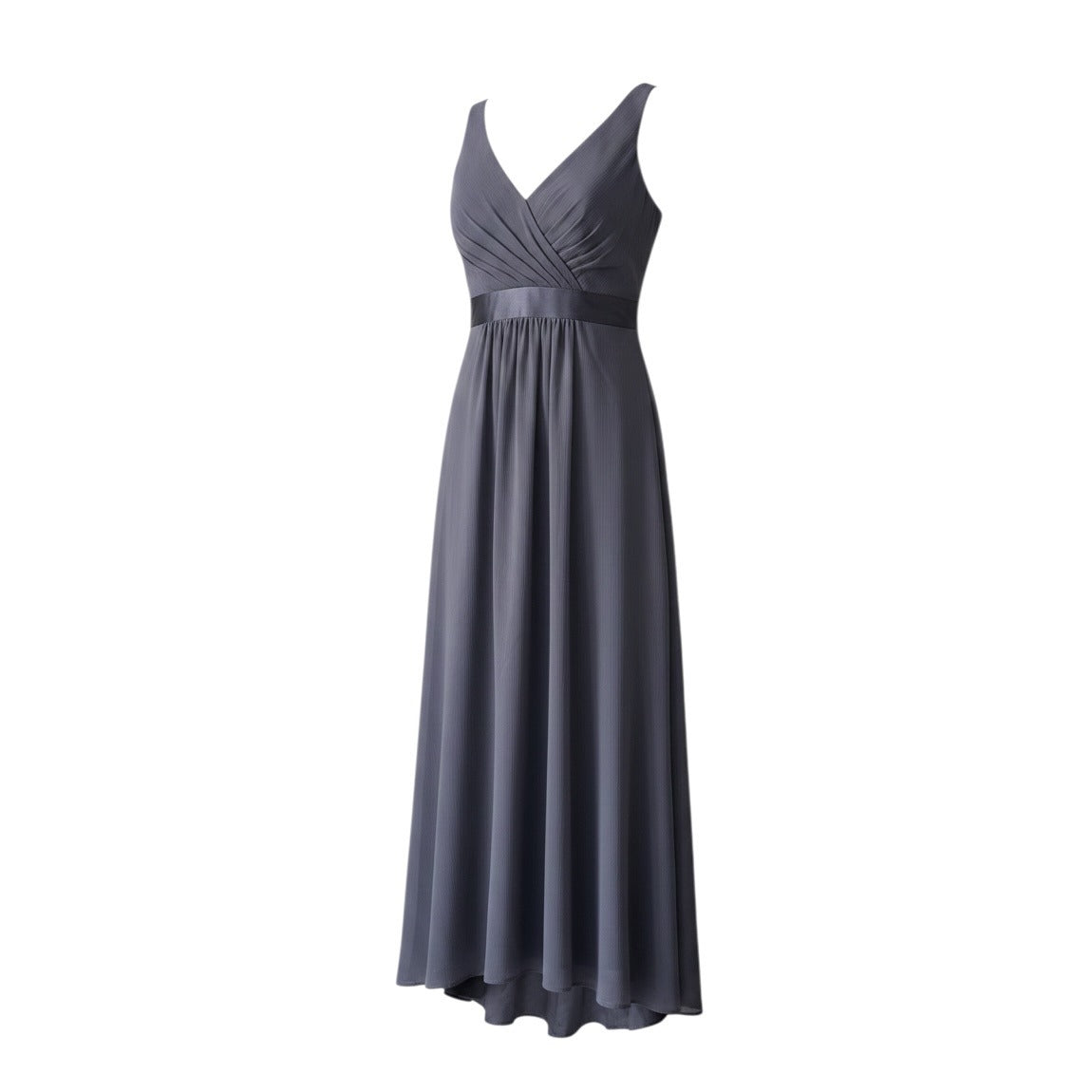 Davids Bridal Gray Sleeveless V-Neck Maxi Dress With Ruffle Back Size 16