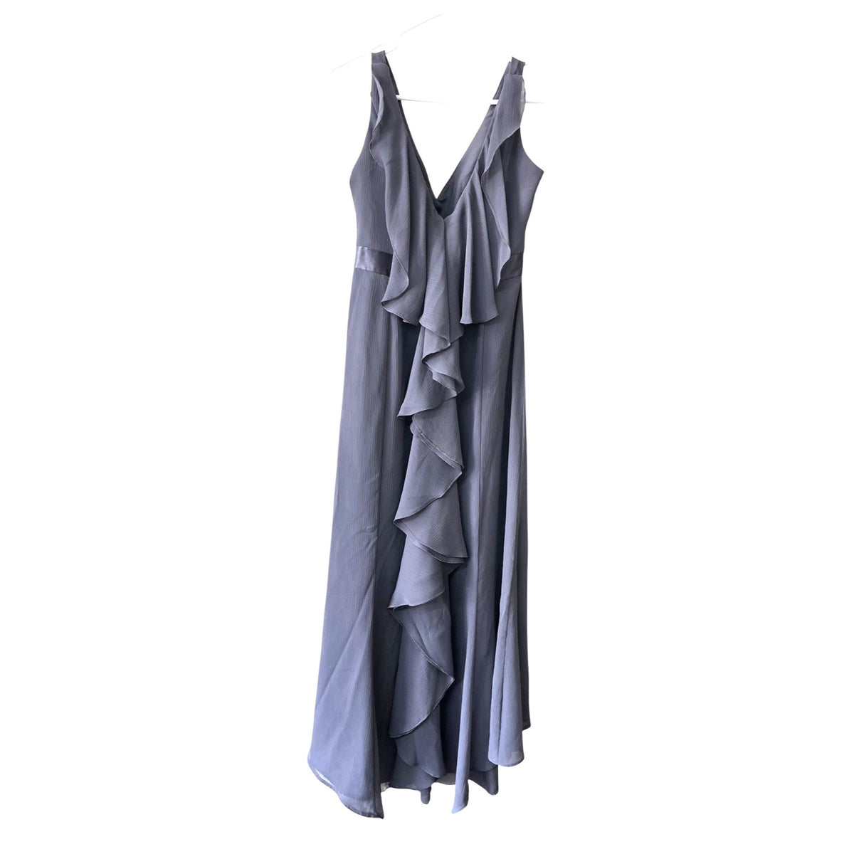 Davids Bridal Gray Sleeveless V-Neck Maxi Dress With Ruffle Back Size 16