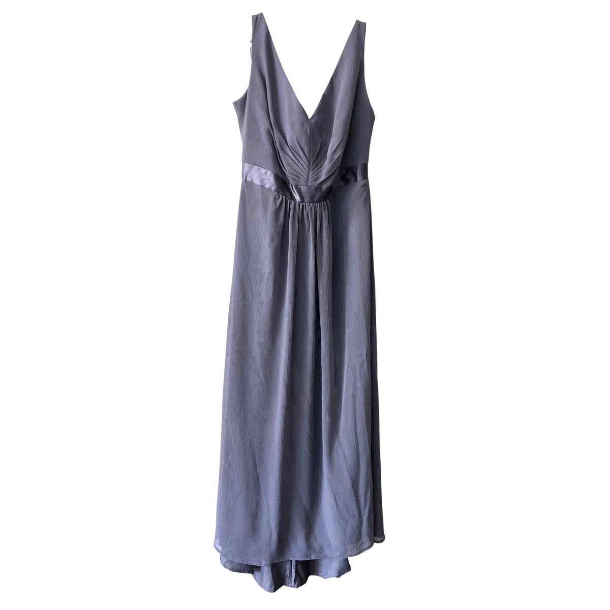 Davids Bridal Gray Sleeveless V-Neck Maxi Dress With Ruffle Back Size 16
