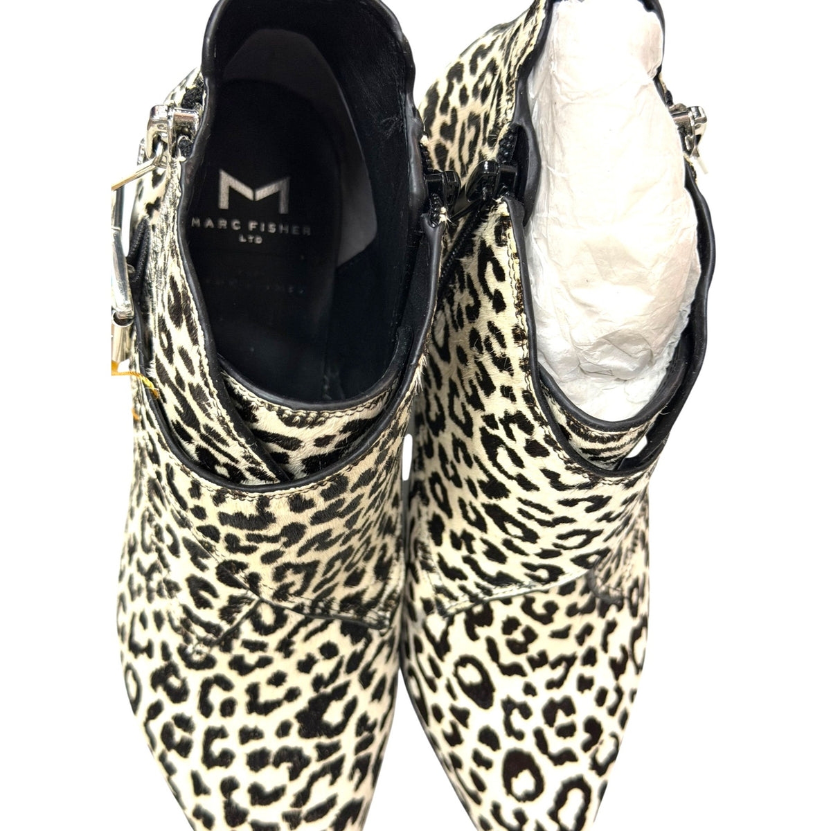 Marc Fisher Yanila Calf Hair Leopard Print Ankle Booties Size 6.5 NWOT