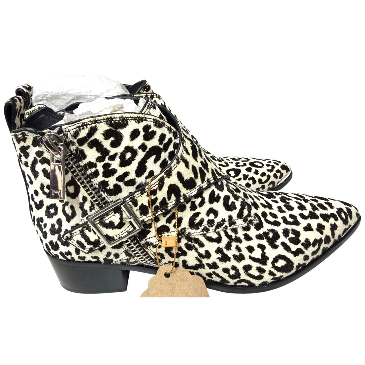 Marc Fisher Yanila Calf Hair Leopard Print Ankle Booties Size 6.5 NWOT