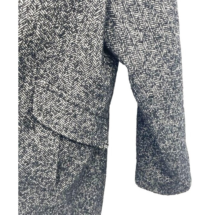 London Fog Womens Wool Blend Black/White Tweed Coat Large Knee-Length