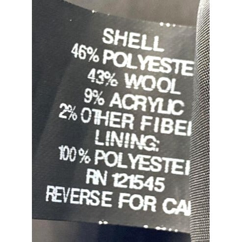 London Fog Womens Wool Blend Black/White Tweed Coat Large Knee-Length