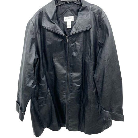 Via Accent Women's Black Leather Coat Size 26W