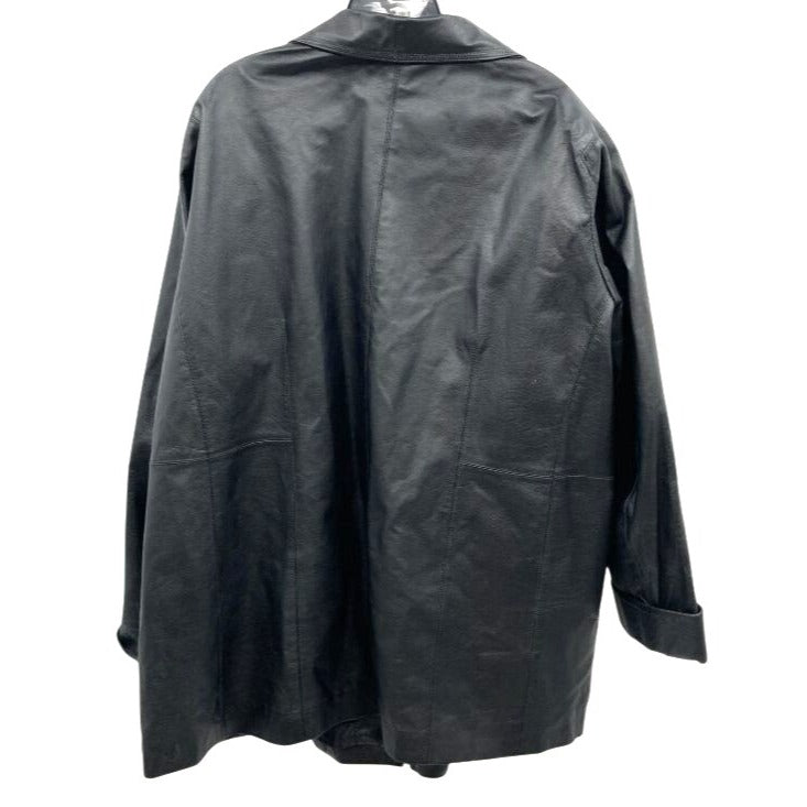 Via Accent Women's Black Leather Coat Size 26W