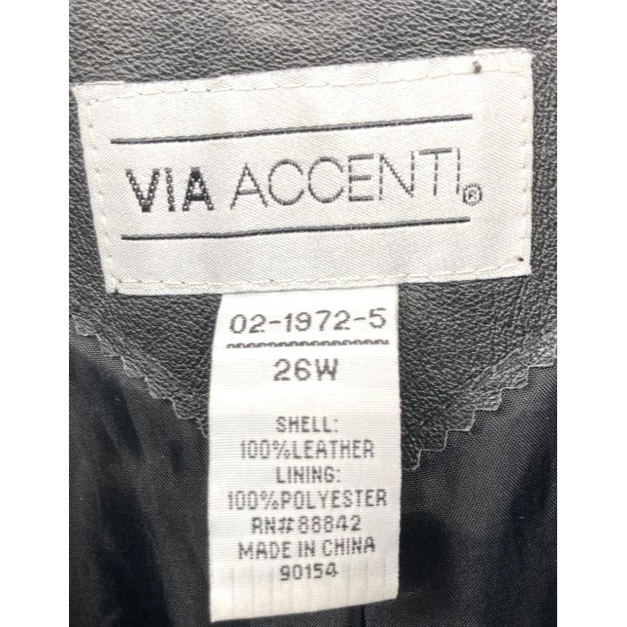Via Accent Women's Black Leather Coat Size 26W
