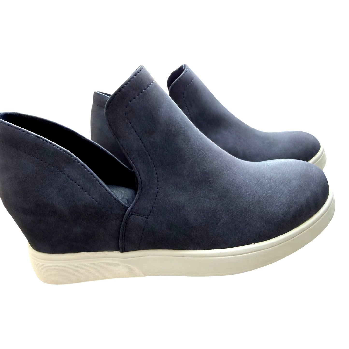 Journee Collection Women's Navy Wedge Slip-On Ankle Booties Size 10 NWB