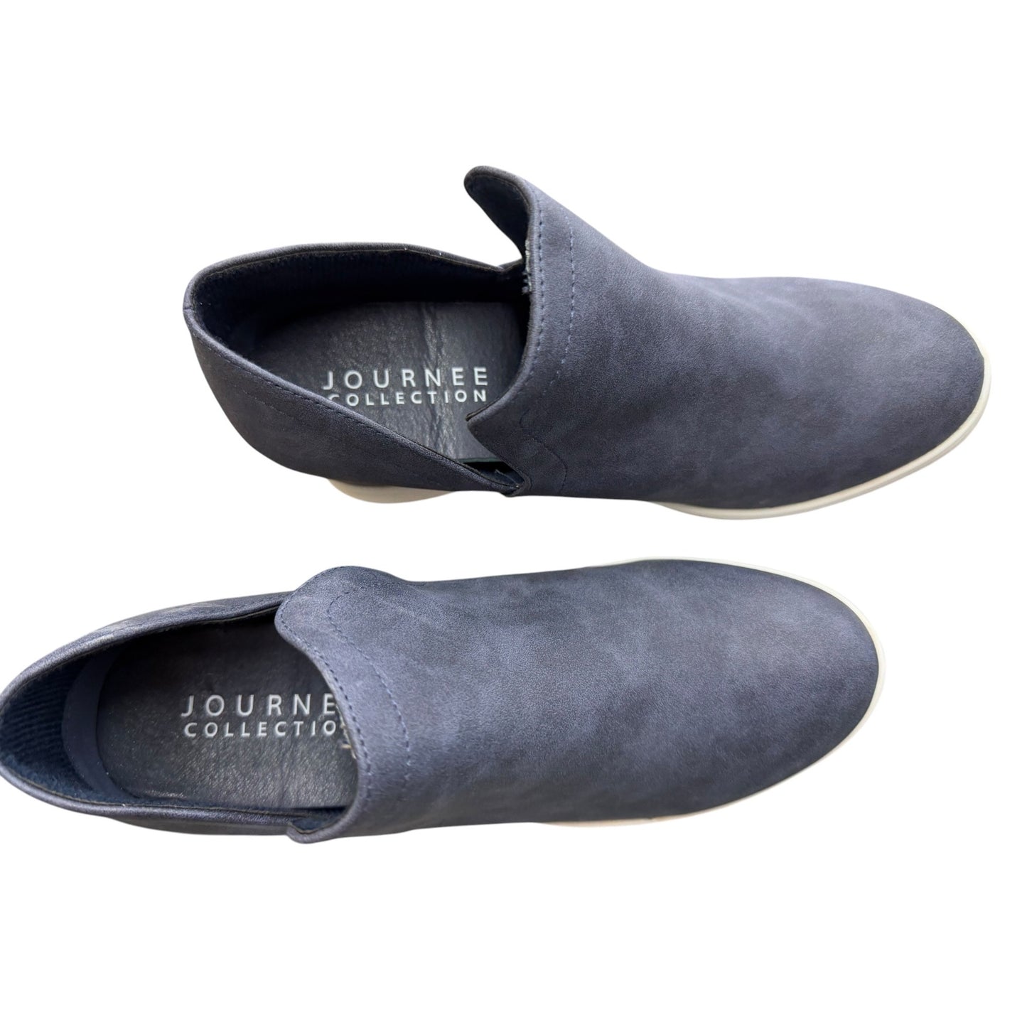 Journee Collection Women's Navy Wedge Slip-On Ankle Booties Size 10 NWB