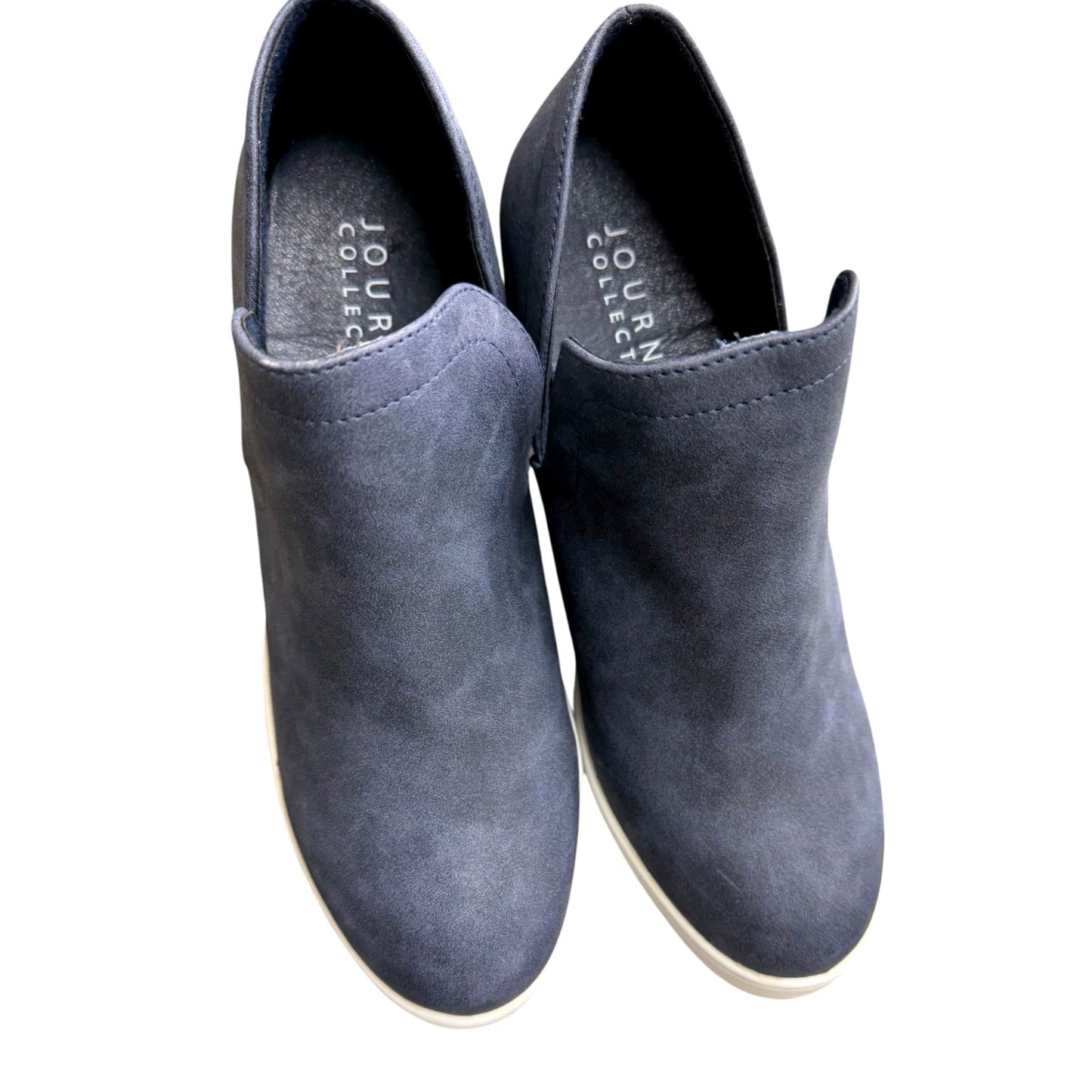 Journee Collection Women's Navy Wedge Slip-On Ankle Booties Size 10 NWB