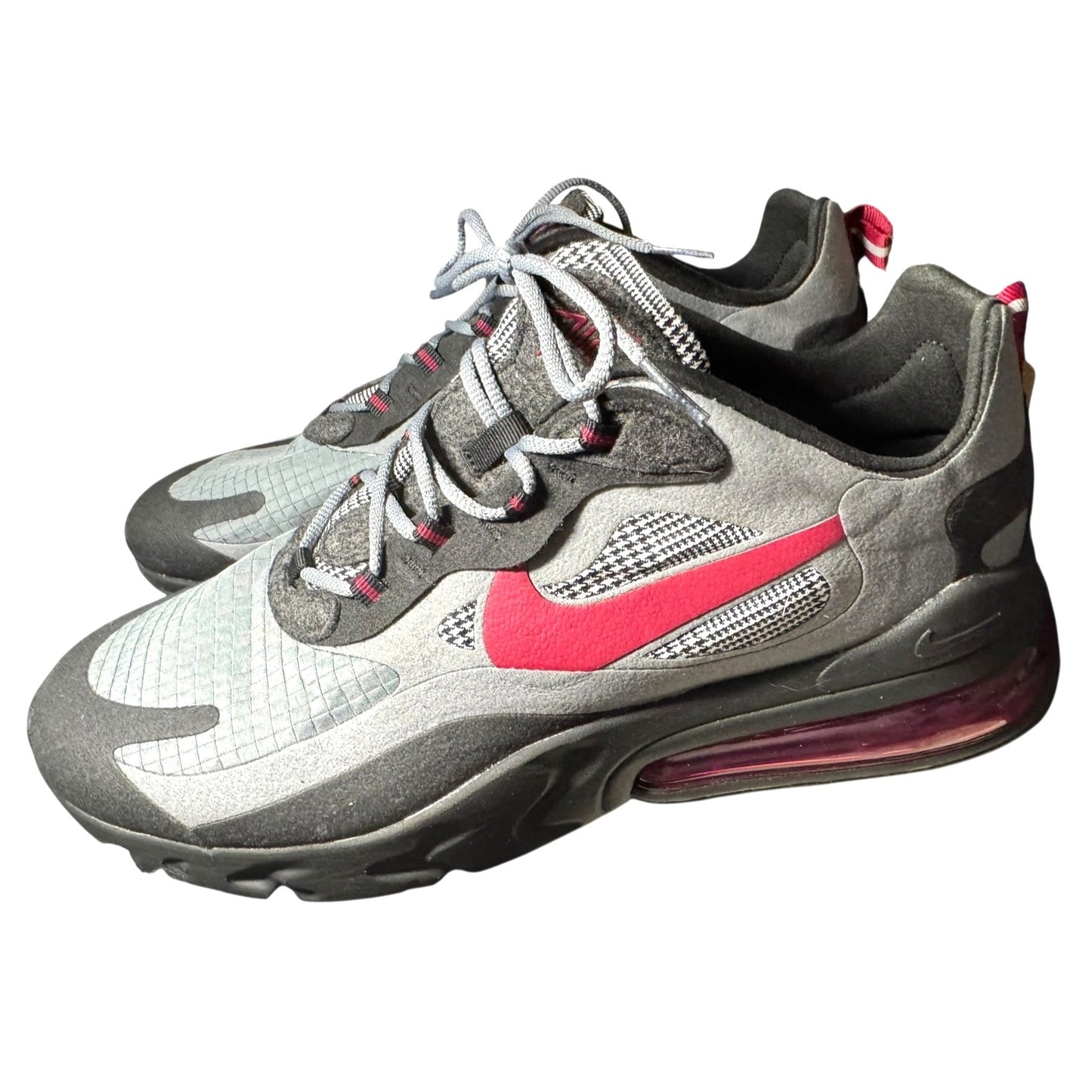 Nike Air Max 270 React Sneakers Gray & Red Size 11.5 Mens Athletic Shoes Lightweight Breathable Cushion Sole