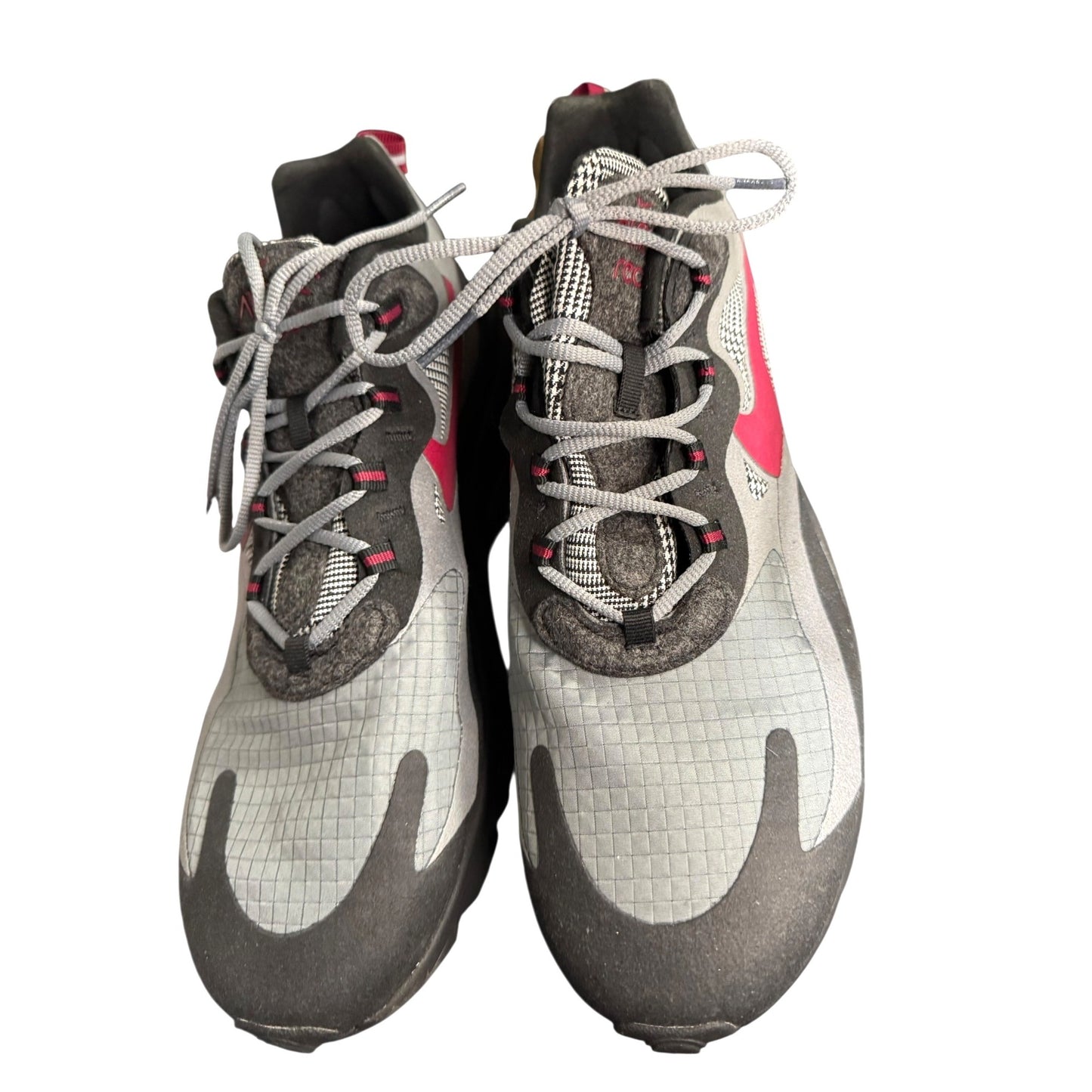 Nike Air Max 270 React Sneakers Gray & Red Size 11.5 Mens Athletic Shoes Lightweight Breathable Cushion Sole