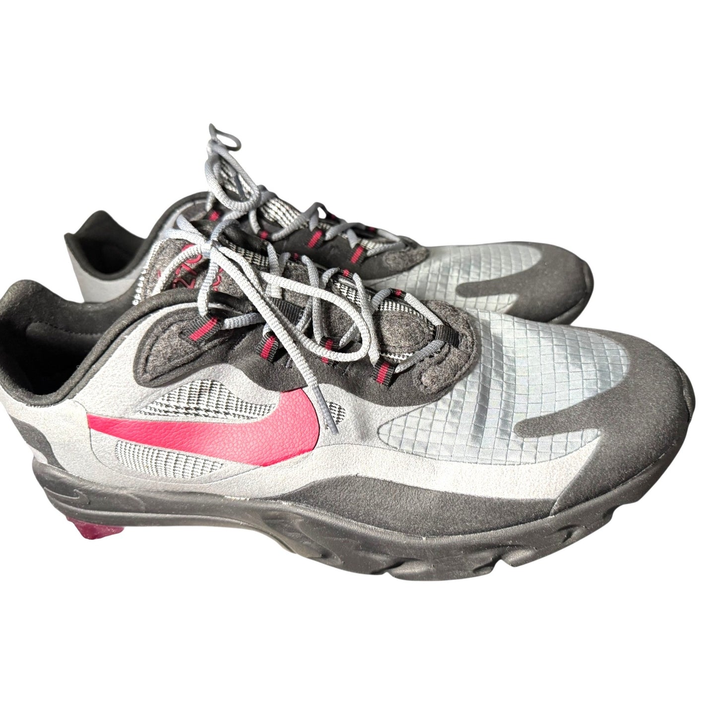 Nike Air Max 270 React Sneakers Gray & Red Size 11.5 Mens Athletic Shoes Lightweight Breathable Cushion Sole