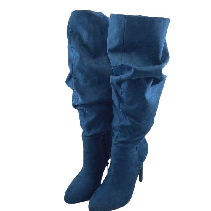 Jessica Simpson Stargaze Azurite Microsuede Slouchy Knee-High Heeled Boots Size 6M