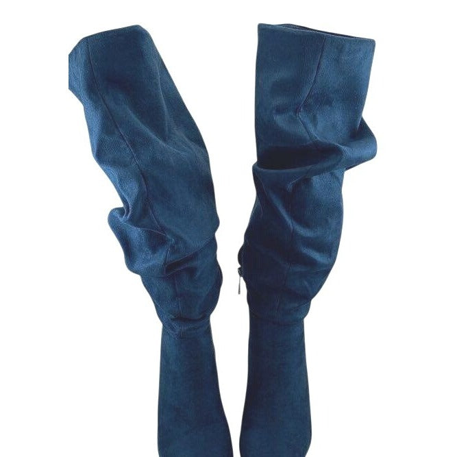 Jessica Simpson Stargaze Azurite Microsuede Slouchy Knee-High Heeled Boots Size 6M