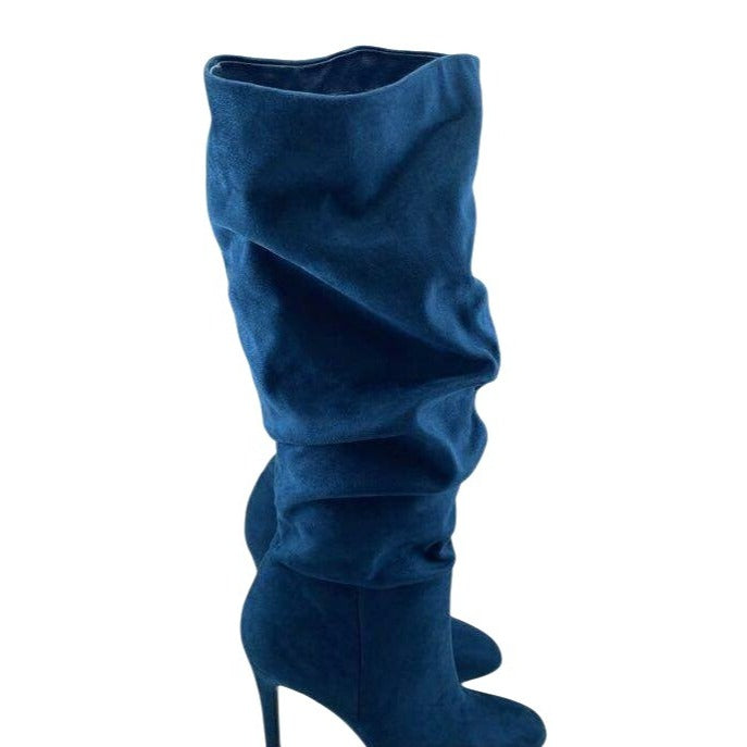 Jessica Simpson Stargaze Azurite Microsuede Slouchy Knee-High Heeled Boots Size 6M