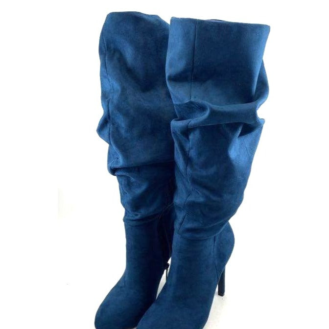 Jessica Simpson Stargaze Azurite Microsuede Slouchy Knee-High Heeled Boots Size 6M