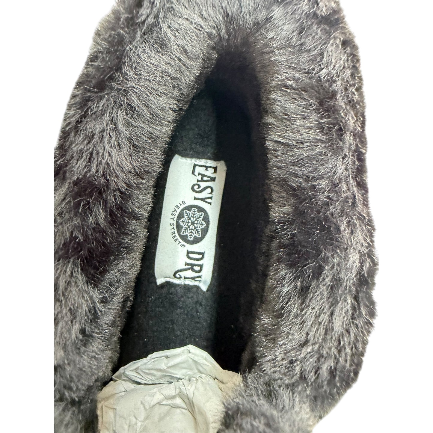 Easy Street Womens Waterproof Faux Fur Boots Size 12W Black Patent Textured Easy Dry Technology