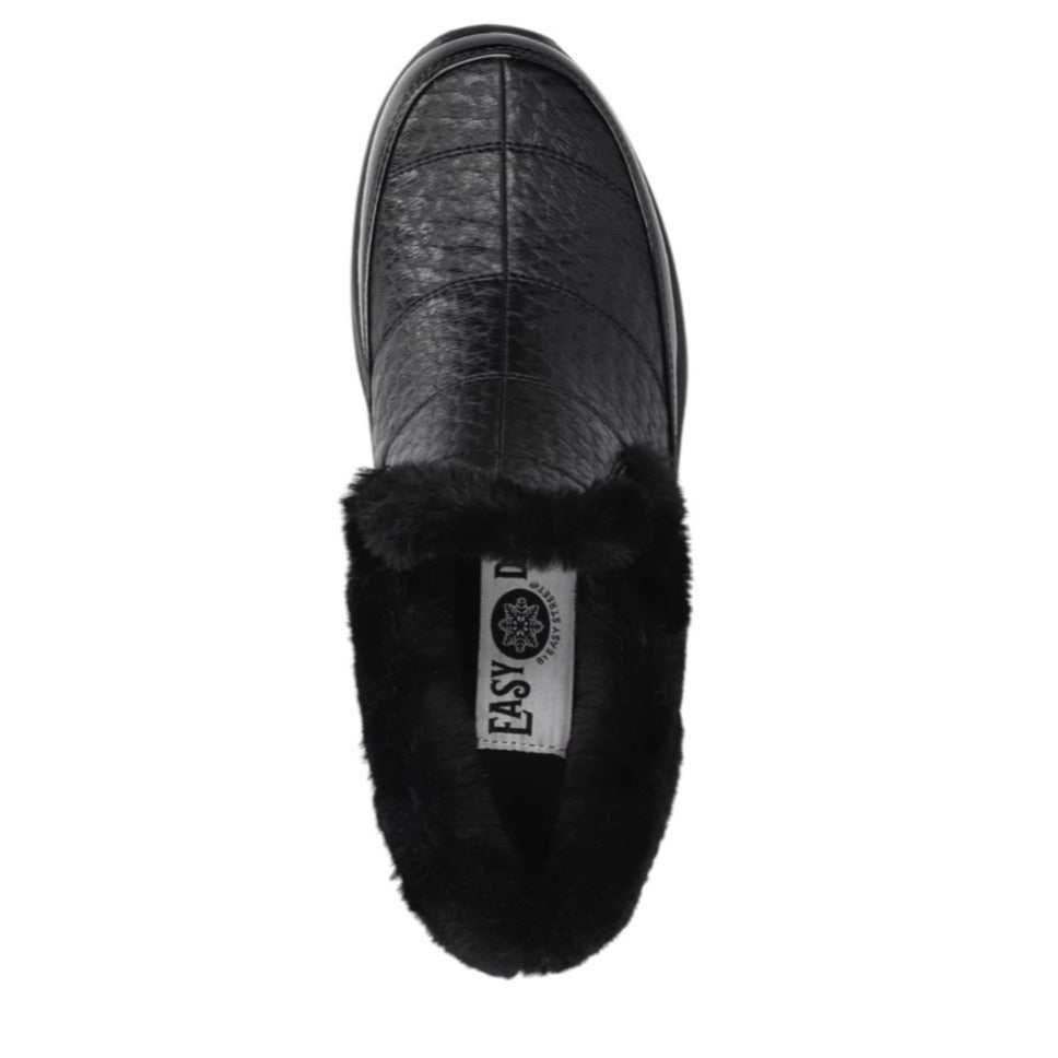 Easy Street Womens Waterproof Faux Fur Boots Size 12W Black Patent Textured Easy Dry Technology