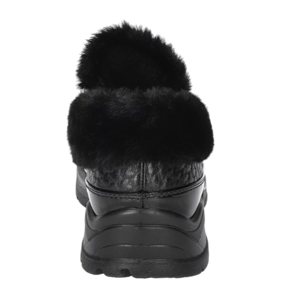 Easy Street Womens Waterproof Faux Fur Boots Size 12W Black Patent Textured Easy Dry Technology