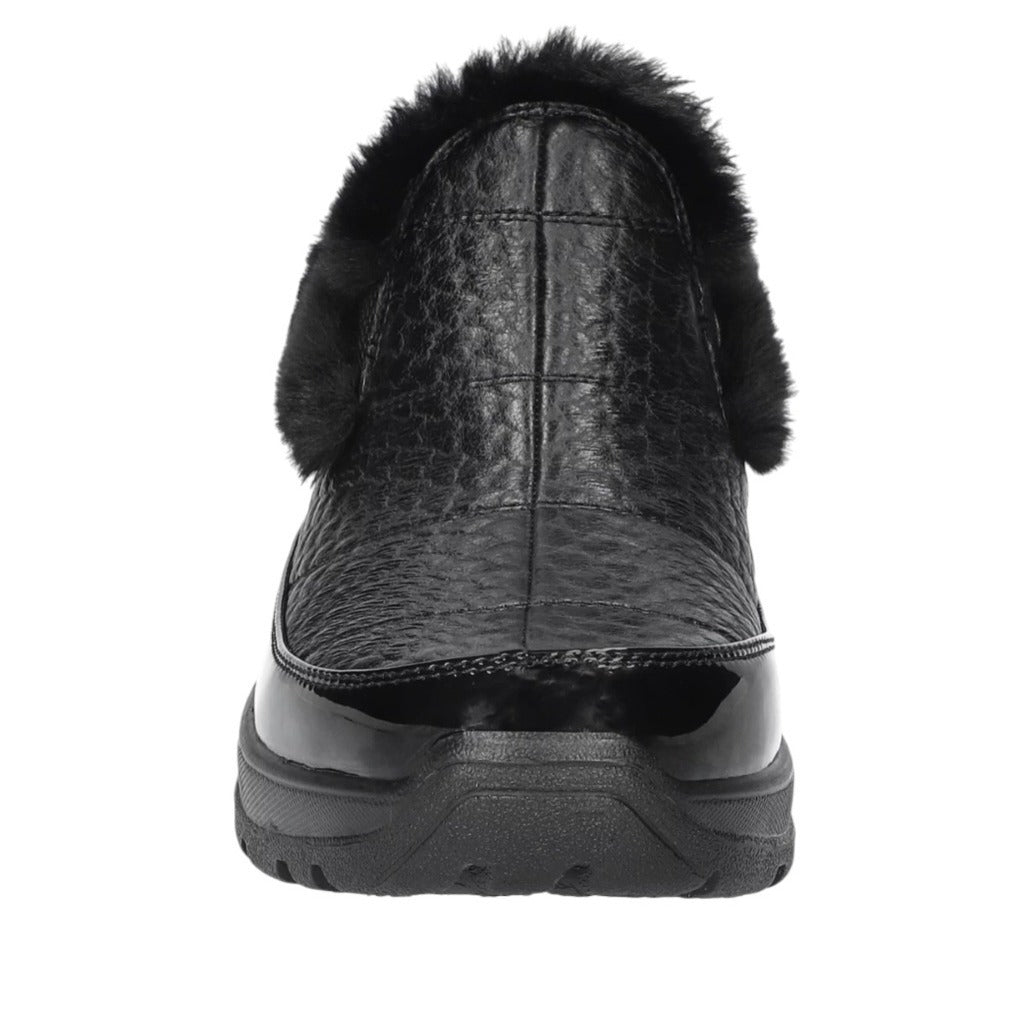 Easy Street Womens Waterproof Faux Fur Boots Size 12W Black Patent Textured Easy Dry Technology