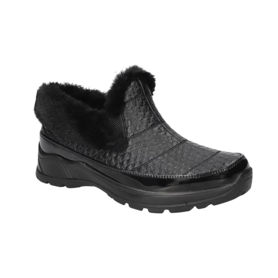 Easy Street Womens Waterproof Faux Fur Boots Size 12W Black Patent Textured Easy Dry Technology