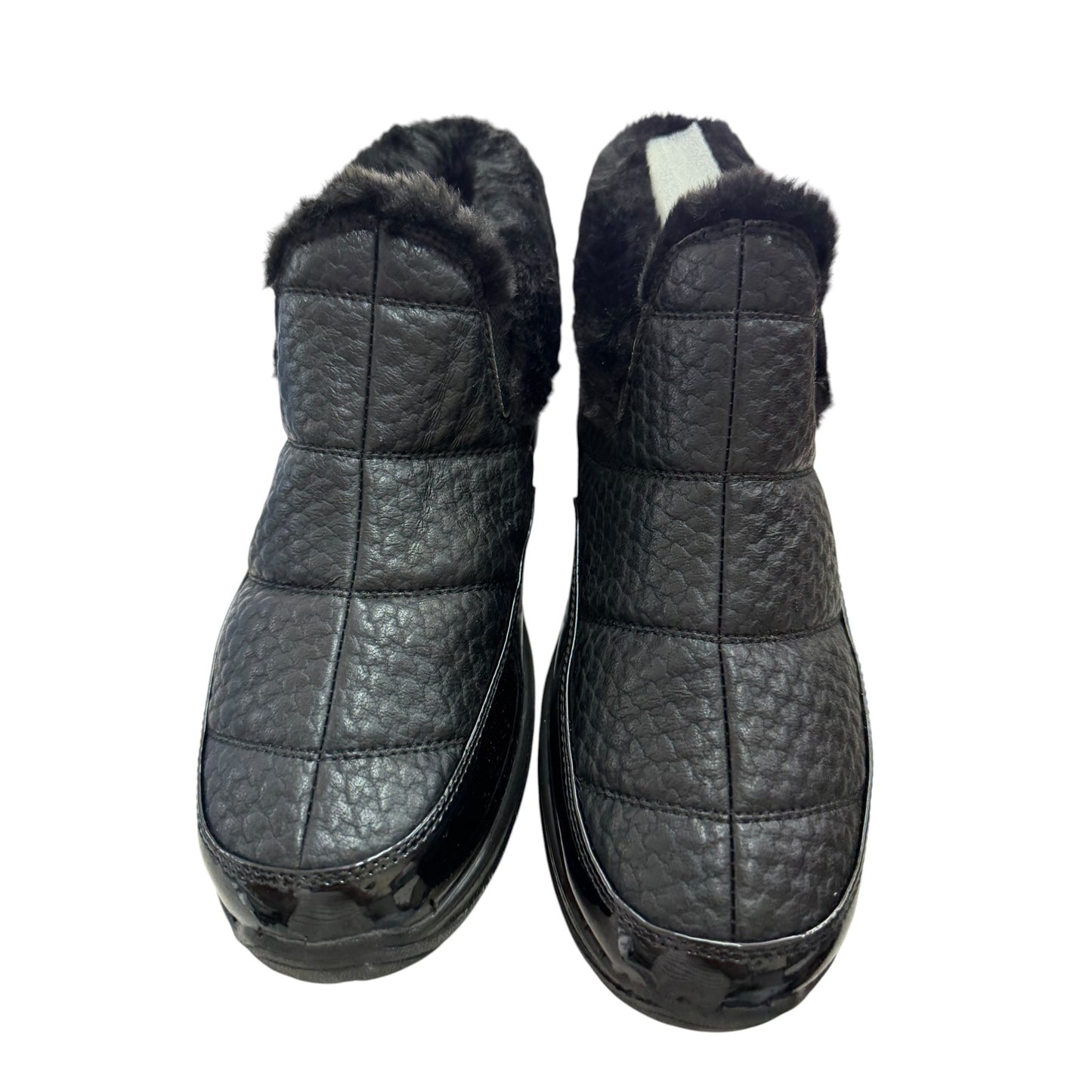 Easy Street Womens Waterproof Faux Fur Boots Size 12W Black Patent Textured Easy Dry Technology