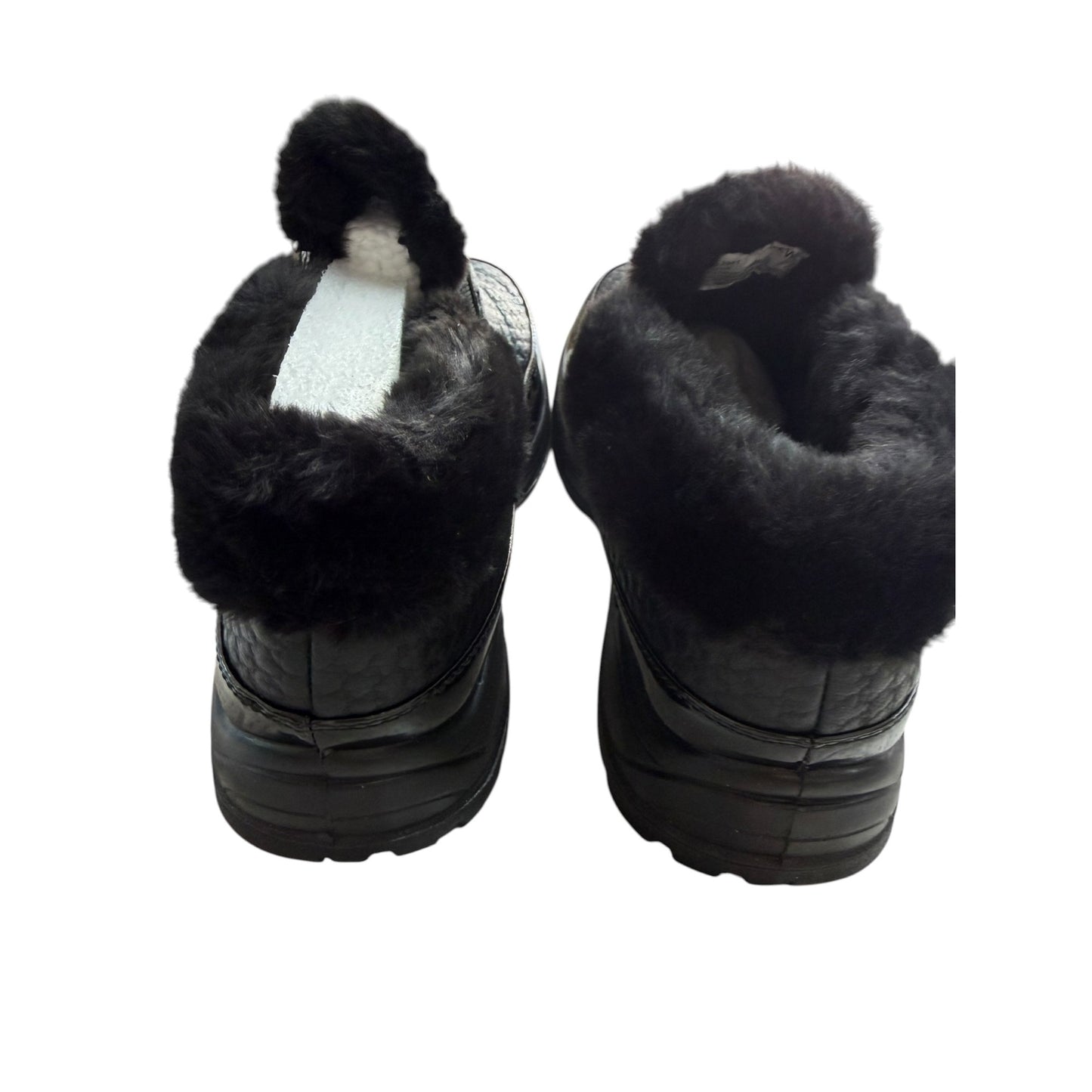 Easy Street Womens Waterproof Faux Fur Boots Size 12W Black Patent Textured Easy Dry Technology