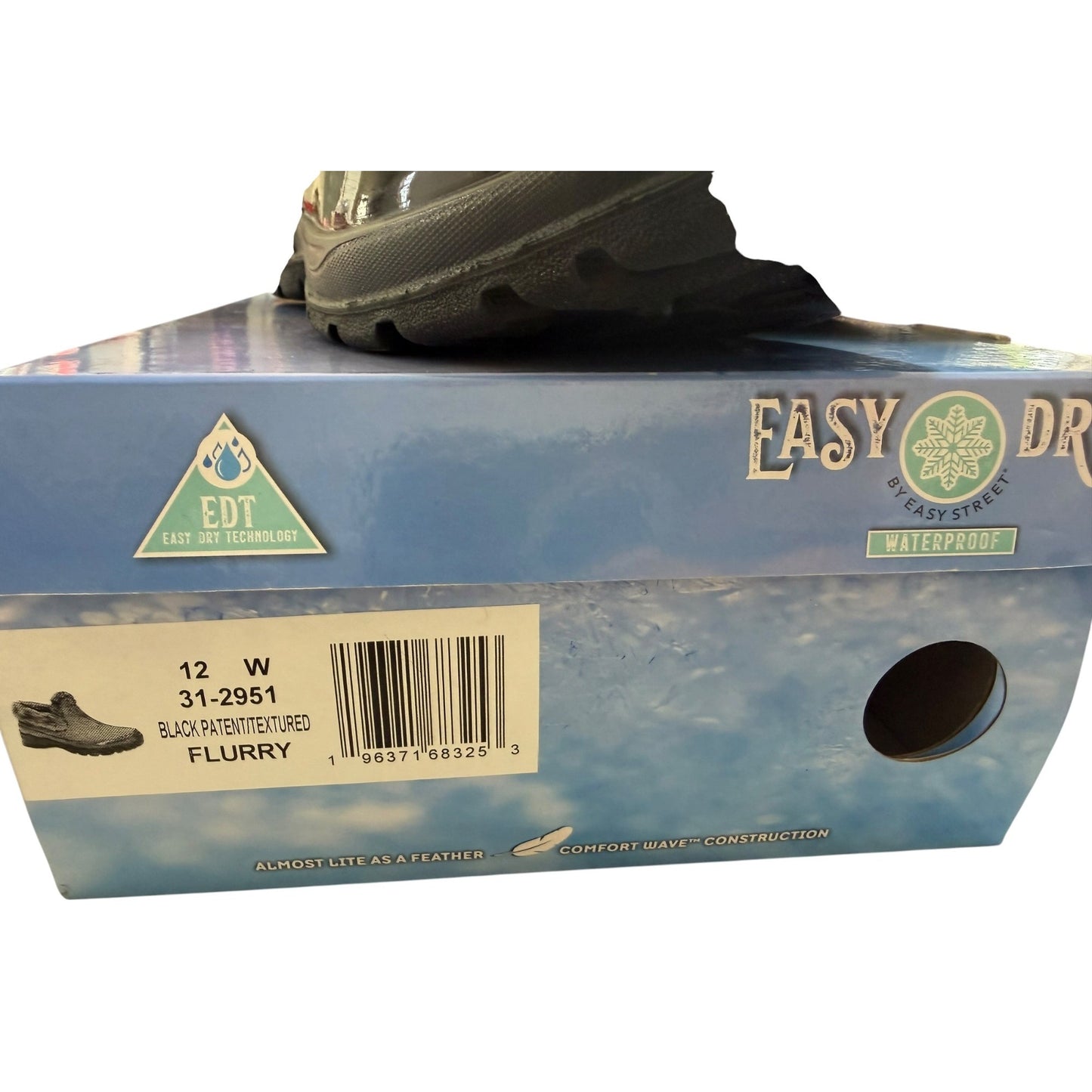 Easy Street Womens Waterproof Faux Fur Boots Size 12W Black Patent Textured Easy Dry Technology
