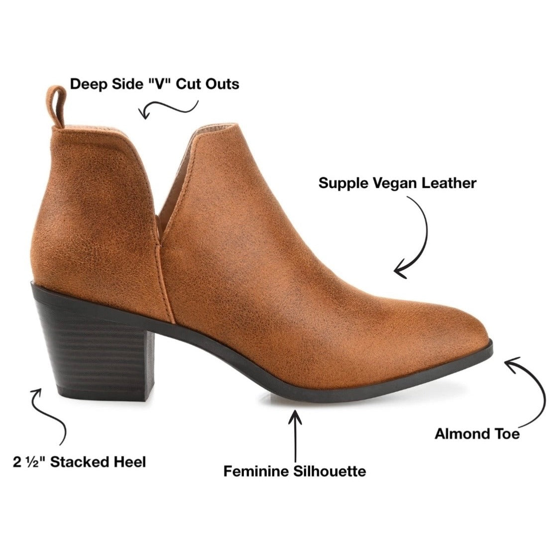 Journee Collection Women’s Almond Toe Vegan Leather Booties Sz 5.5