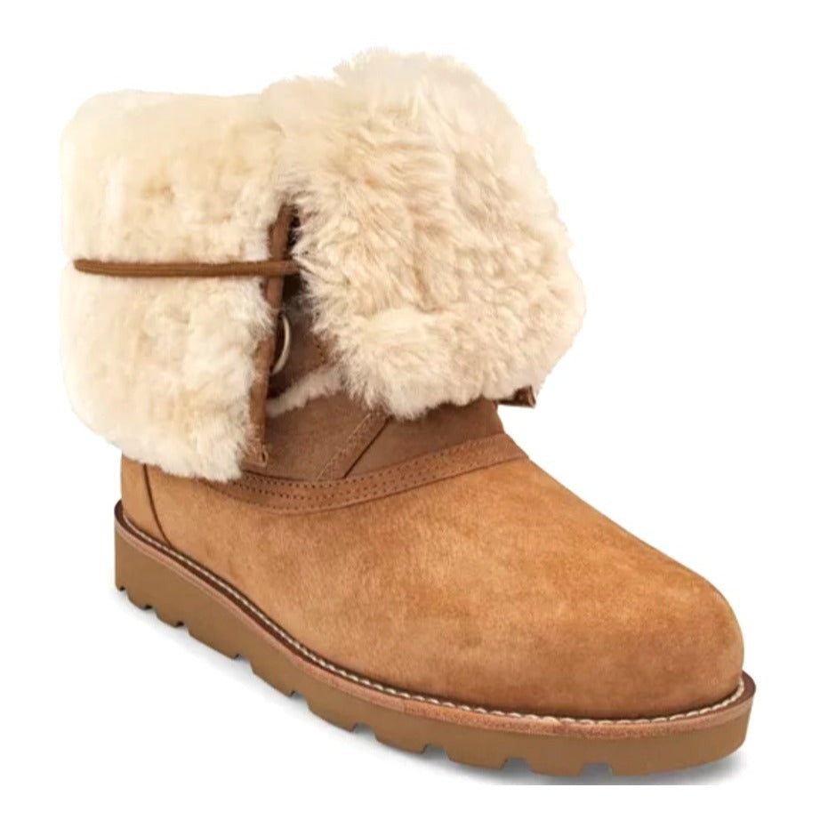 UGG Womens Sz10 Versatile Lace-Up "Rommy" Shearling-Lined Brown Suede Boots