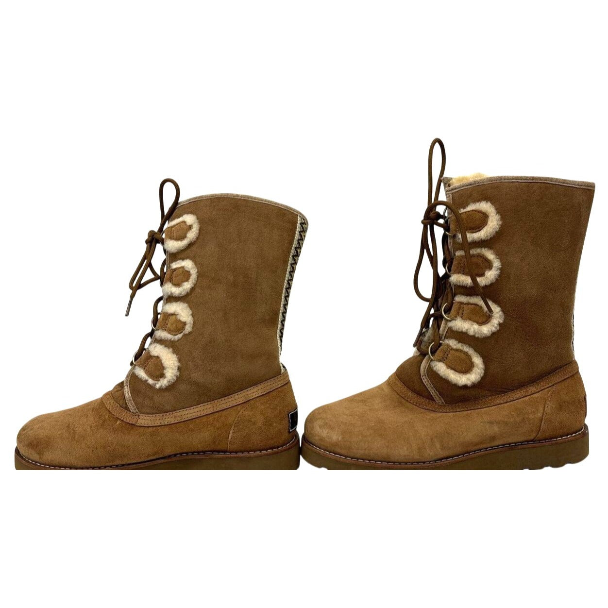 UGG Womens Sz10 Versatile Lace-Up "Rommy" Shearling-Lined Brown Suede Boots