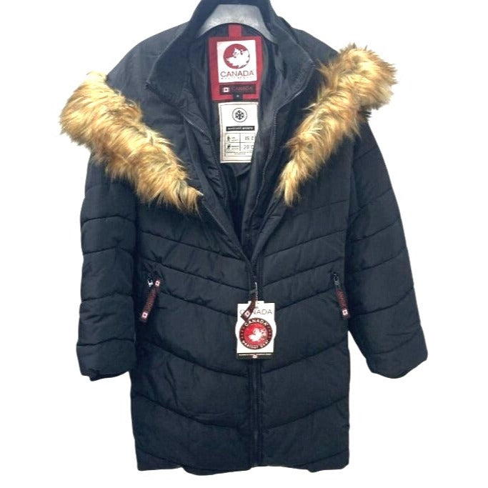 Canada Weather Gear Women's Black Coat 3X With Faux Fur Hood NWT