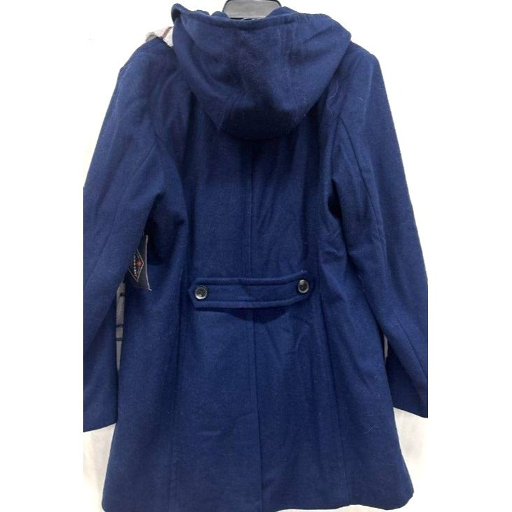 St. Johns Bay Classic Wool-Blend Navy Hooded Coat Women's XL